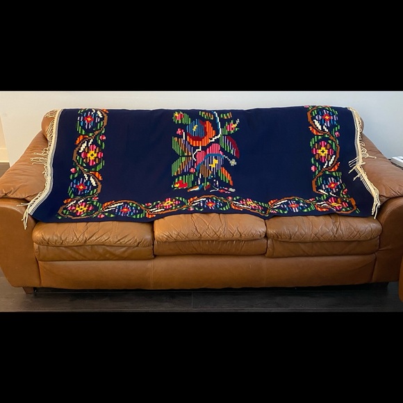 Zapotec Handwoven Bed Cover Topper Wall Tapestry 51"x78" Colorful Oaxaca Throw - Picture 2 of 16